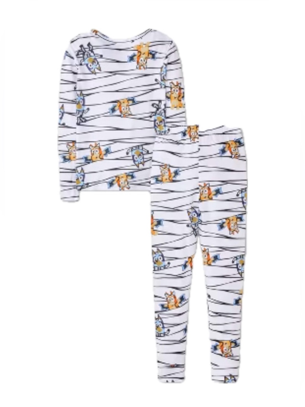 Bluey Long Sleeve/Pants White Mummy Themeโ Halloween Pajama Set. Kids 10.